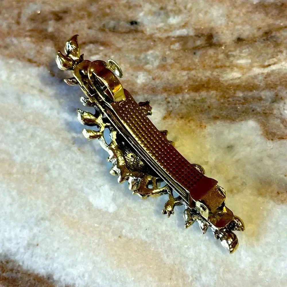 Aurora Borealis AB Floral Crystal Rhinestone Medium Barrette Hair Clip - Picture 5 of 6